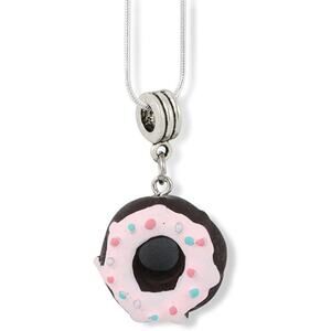 Donut (Black with White Icing) Charm Snake Chain Necklace